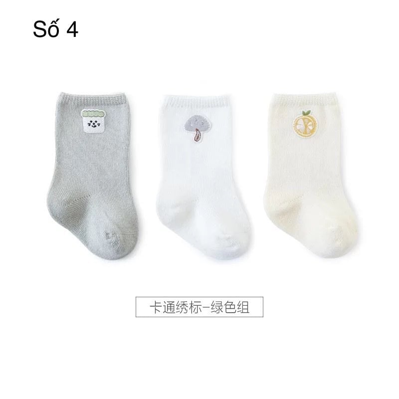 Set 3 tất trơn màu Nemo baby cổ hình thú