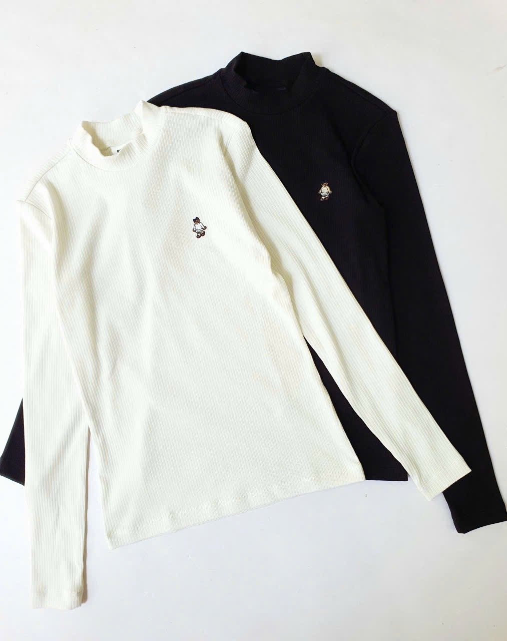 BM2509TS04 - Áo thun tăm cổ 3p Beemon thêu gấu ngực 2 màu cho Mẹ size S/ M / L