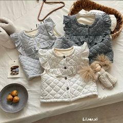 88330 - Áo gile lót nỉ LNX bèo vai ngực 2 màu Bé Gái size 90 - 140