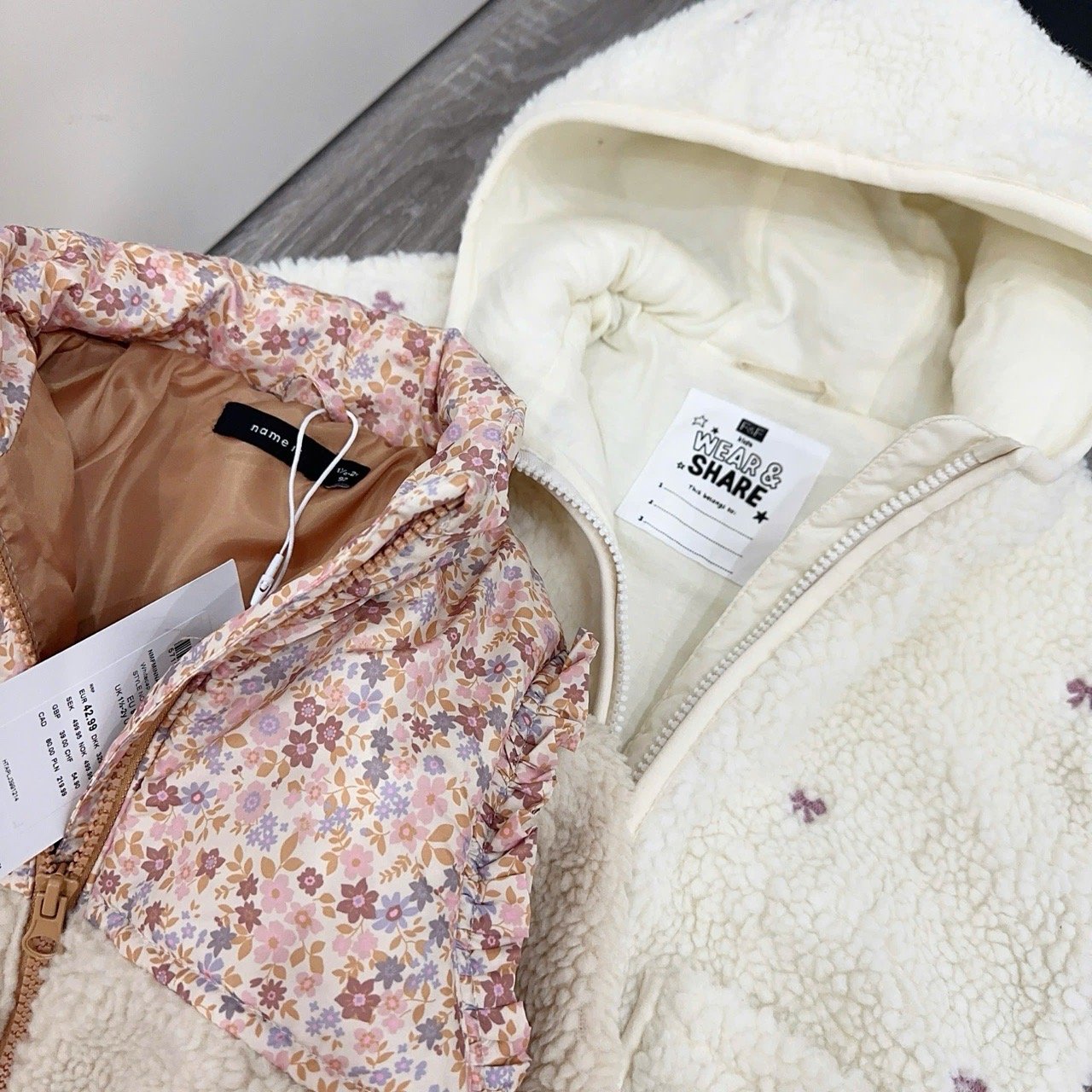 AK50 - Áo khoác lông cùn Name It, FF cho bé size 2-7y