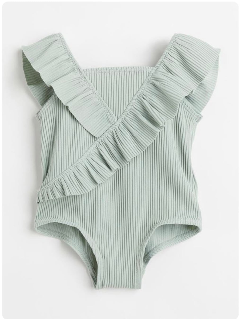 Bộ bơi liền HM sọc tăm màu mint bèo vạt size 6m - 4y