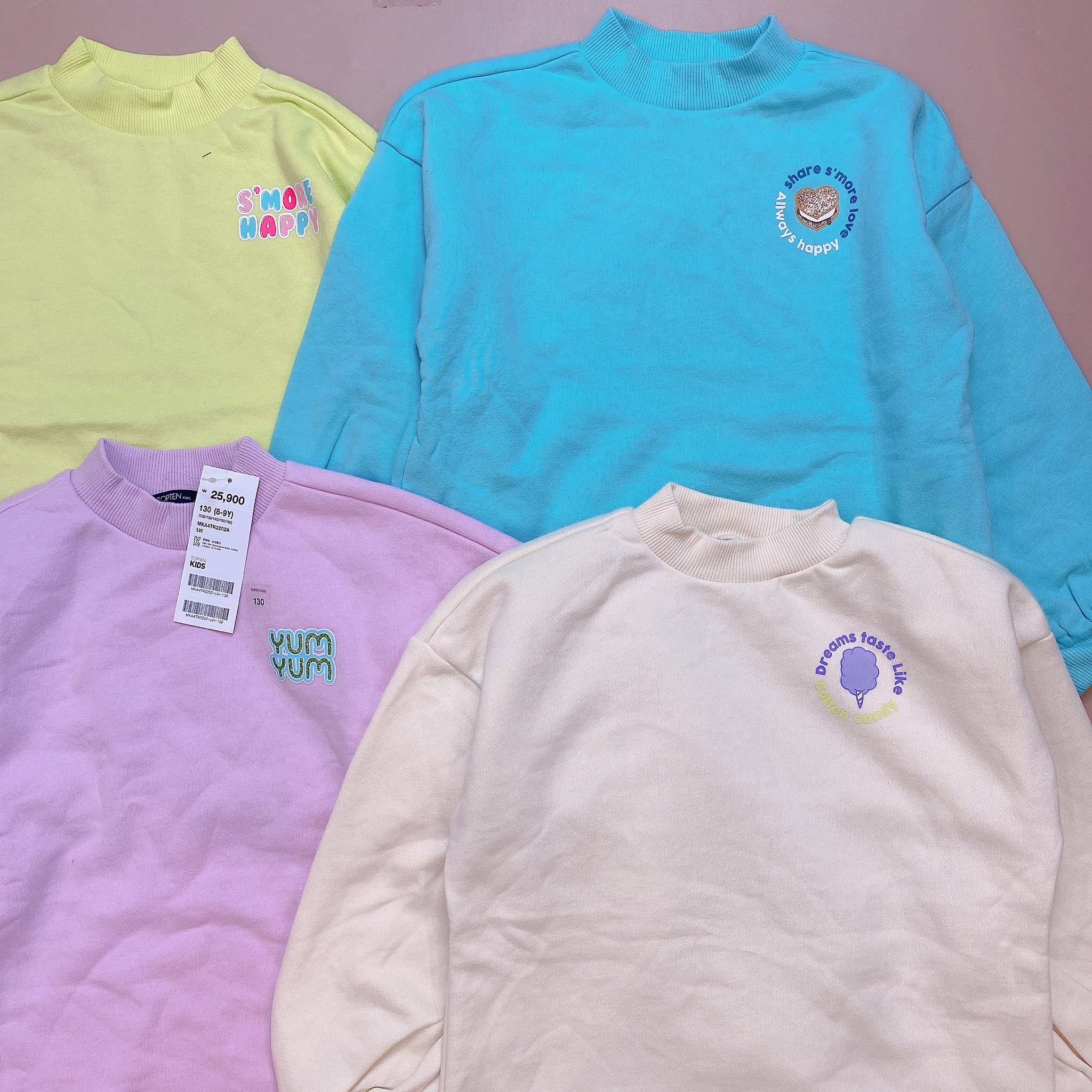 Áo váy nỉ bông Topten trơn màu ngực in hình tay nhún size 120 - 160