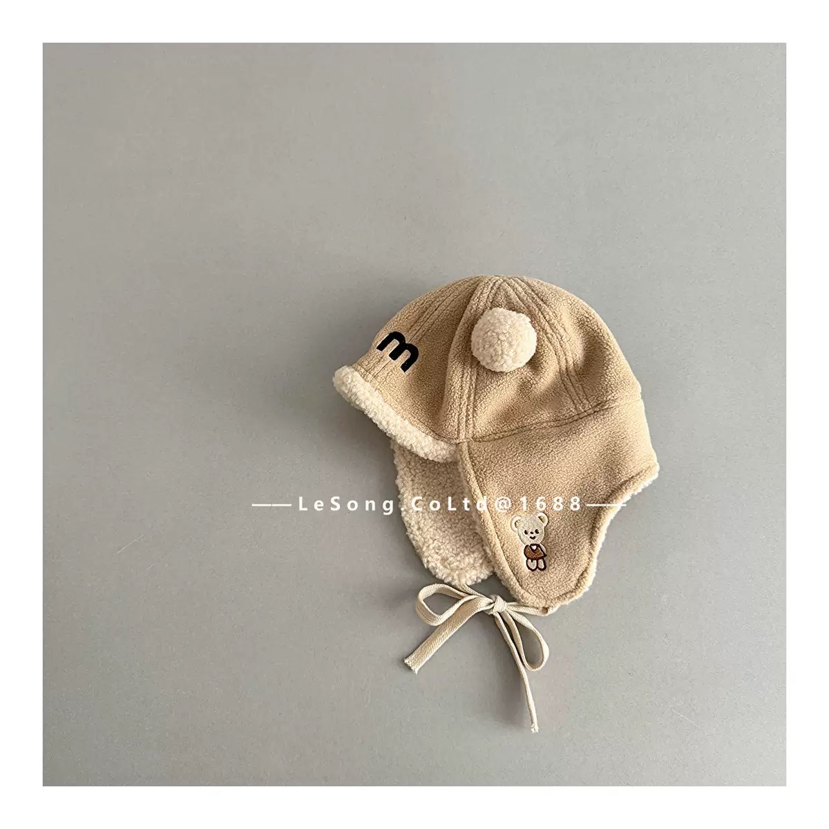 Mũ có tai lót nỉ giữ ấm cho trẻ em chất liệu vải nhung gân kích thước 48-50cm, NSX Yiwu Lesong
