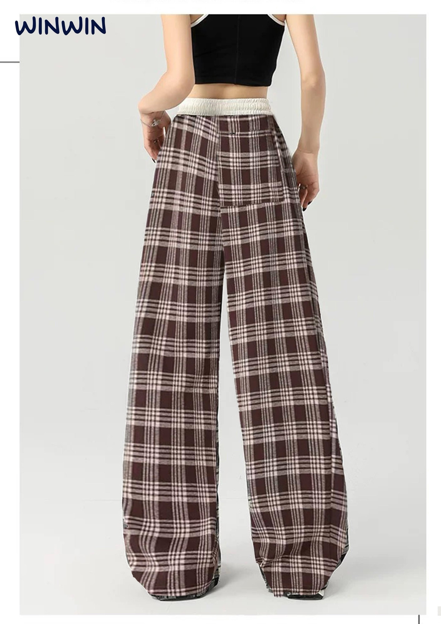 Quần Win Win caro ống suông umi mềm nhiều màu bé gái size 9-14y