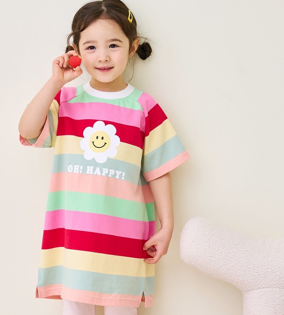 V00069 - Váy cotton kẻ sắc màu happy 2 màu BG size 100-140