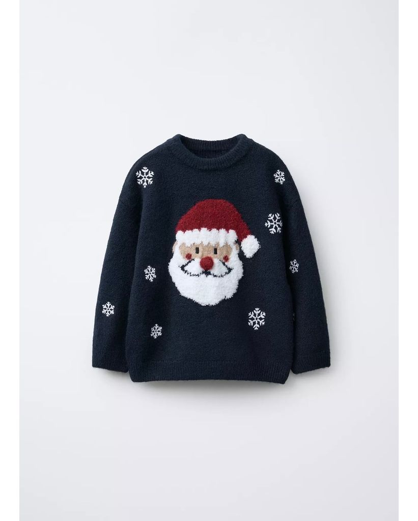 ABT10 - Áo len màu navy hình ông già Noel cho bé size 12m - 6y