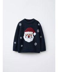 Áo len ZR màu navy hình ông già Noel cho bé size 12m - 6y