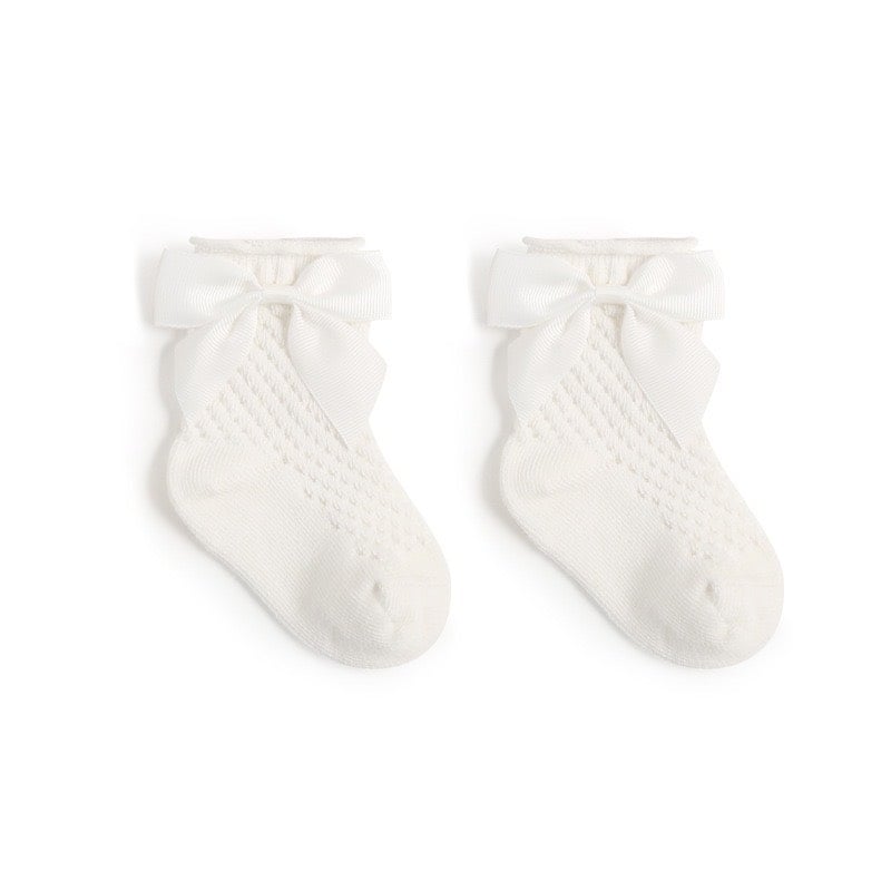 Tất lưới cao cổ Nemo baby đính nơ 5 màu trơn