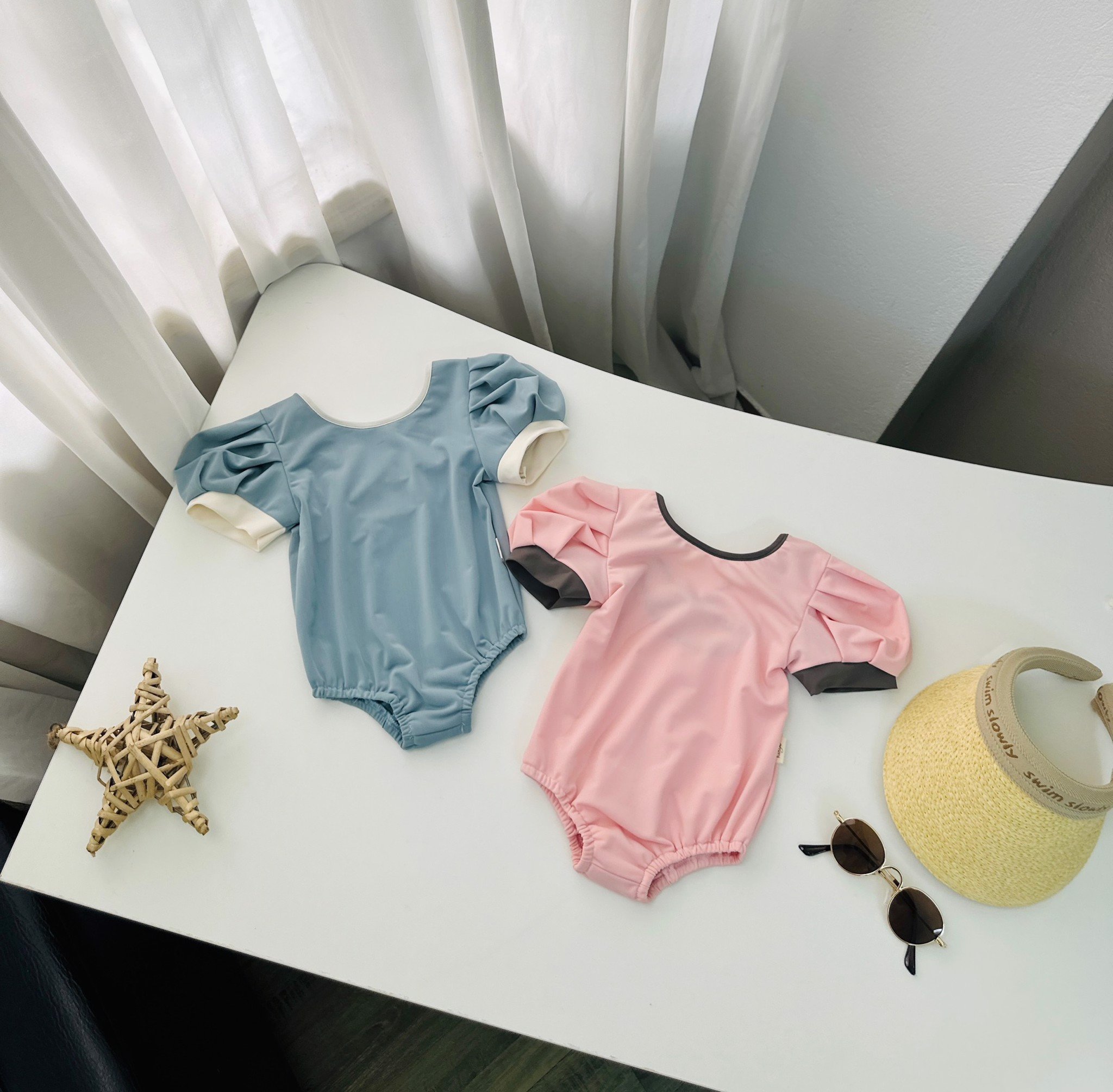 DB00026 - Bộ bơi liền Harifa vai bồng lưng dây đan chéo 3 màu size 9m - 8y