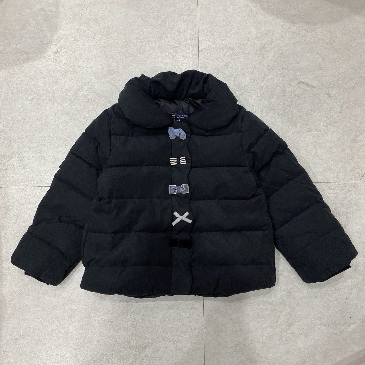 Áo khoác phao Petitmain xuất Nhật đính nơ siêu nhẹ 3 màu cho bé gái size 80-130