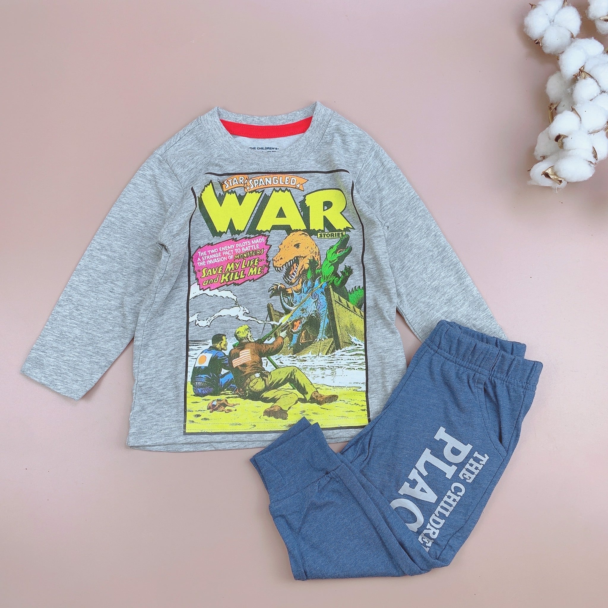 Bộ cotton dài tay Place nhiều hình BT 1-5y