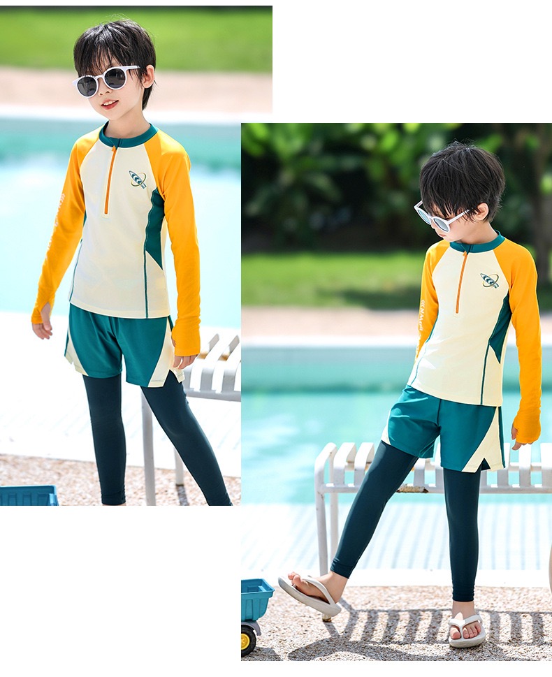 1166 - Bộ bơi YUKE dài tay, quần dài chống nắng bé trai size XL-6XL