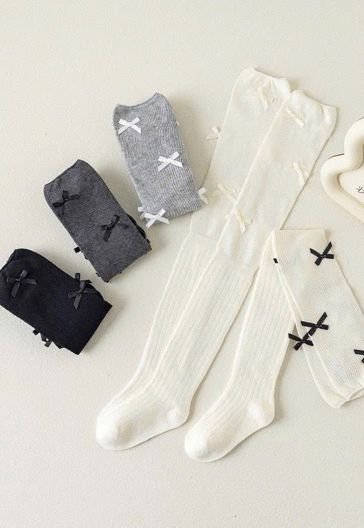 Tất cao tới đùi đính nơ nhiều màu cho bé size 3-12y