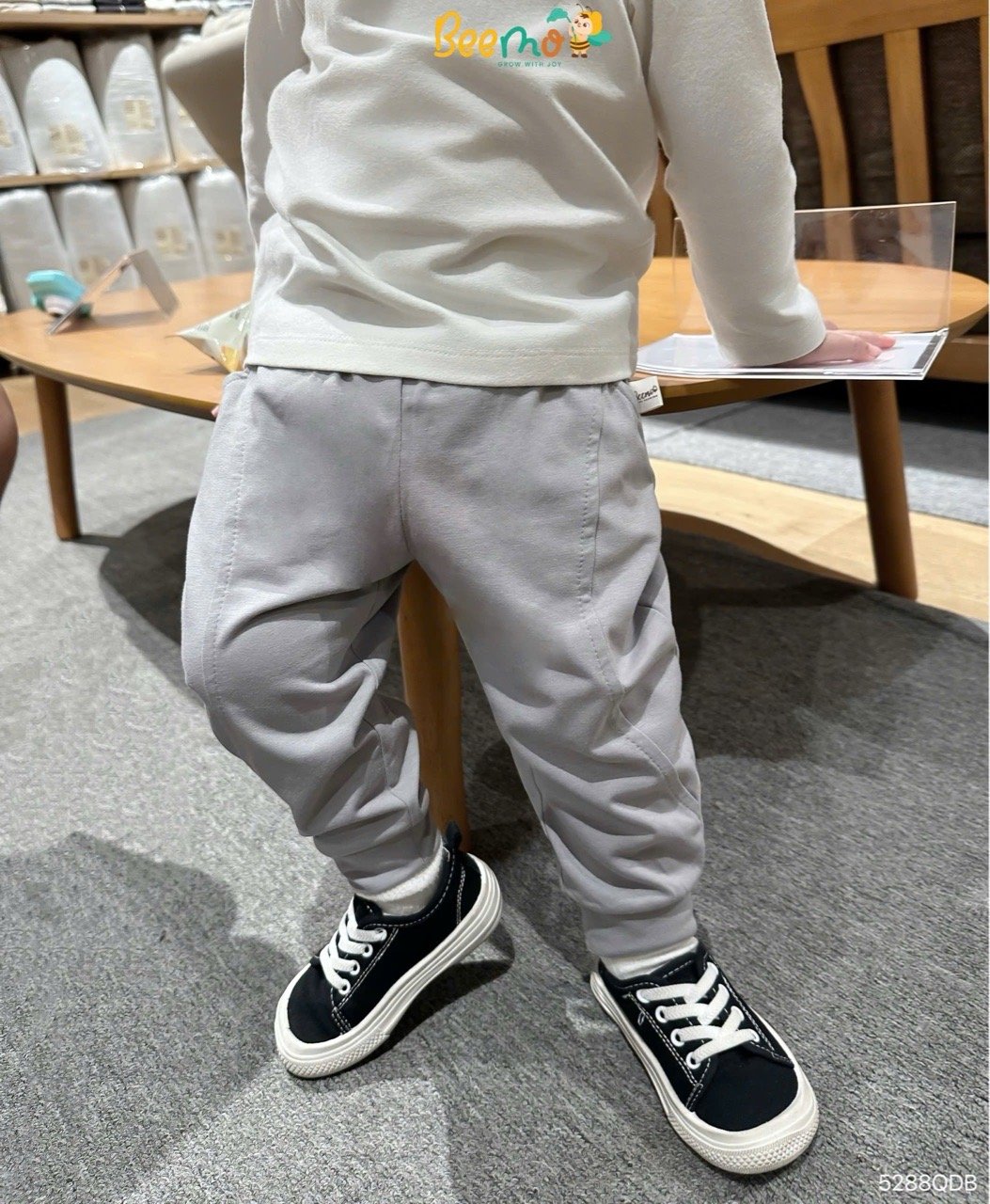 Quần cotton bo gấu Beemo đường viền cho bé size 1-6y