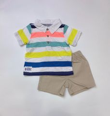 Bộ carter kẻ ngang cam vàng xanh trắng cổ đức