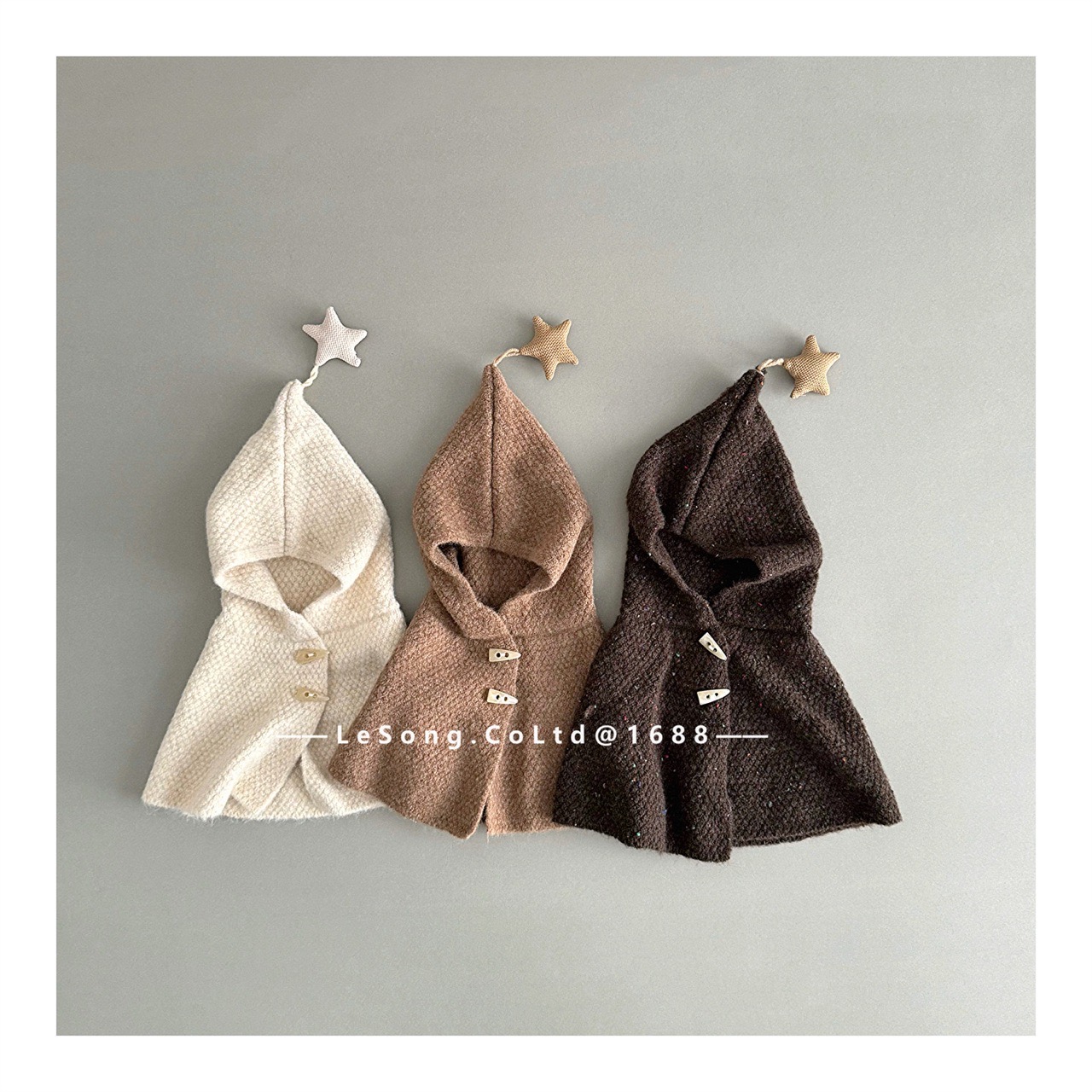 Mũ len chùm liền khăn đính chóp ngôi sao cho bé size 2-5y