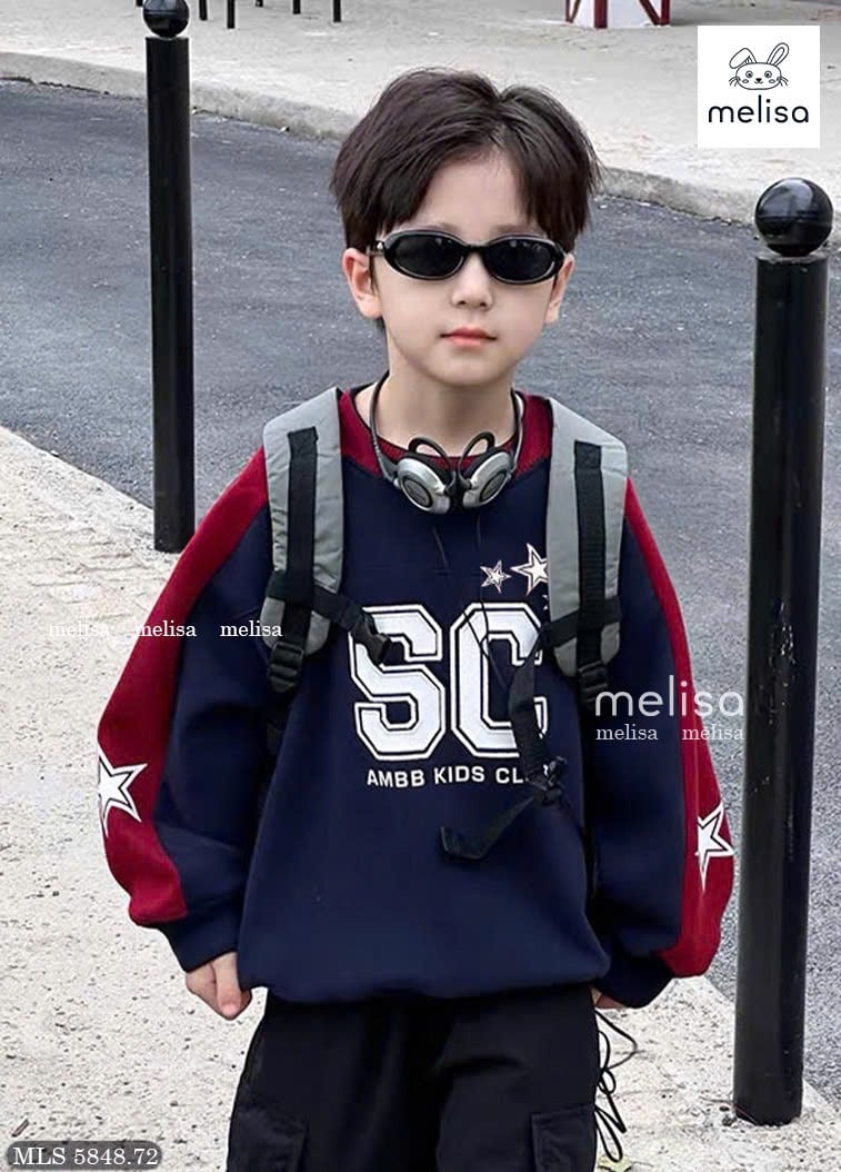 MLS 5848 - Bộ Melisa áo nỉ da cá + quần túi hộp cho bé size 2-12y