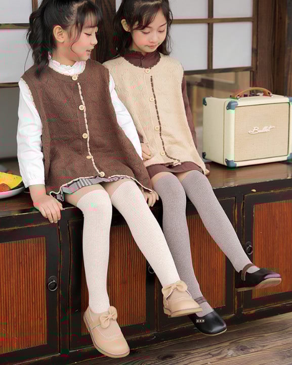 Tất không gót cao tới gối len tăm 4 màu trơn