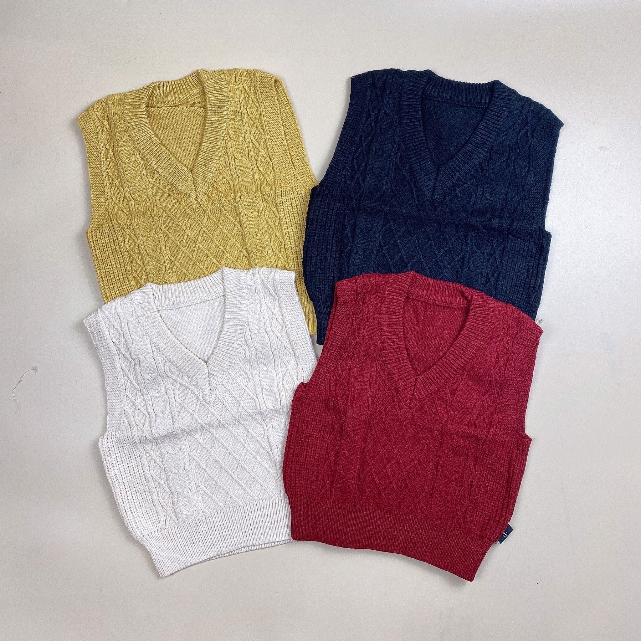 Gile len Three vặn thừng cổ tim 4 màu size 80 - 120