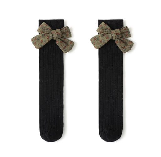 Tất không gót cao tới gối Mumudara đính nơ vải hoa 5 màu