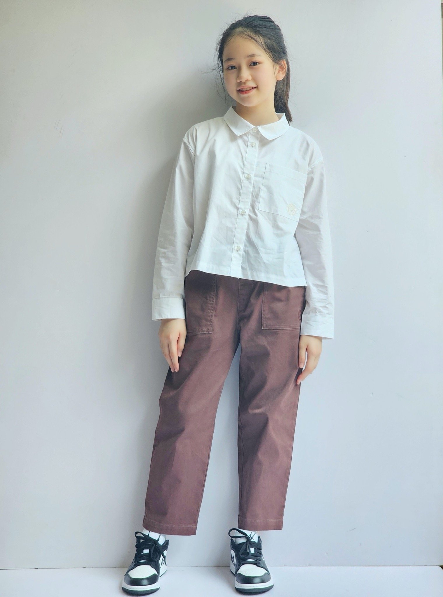 Áo sơ mi màu trắng Bee Mon cho bé size 120-160