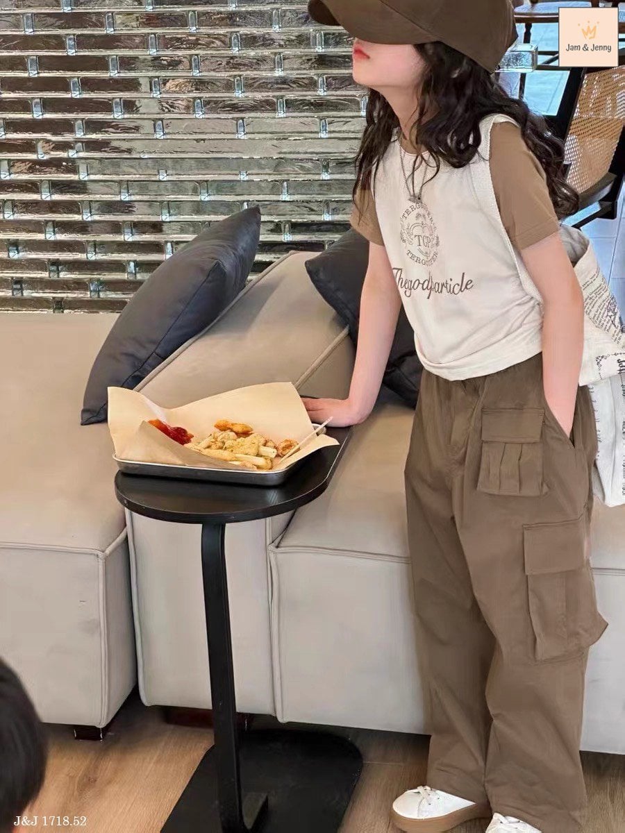 Bộ Jam & Jenny áo tay phối nâu quần nâu size 3-12y