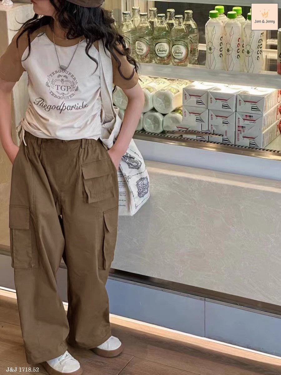 Bộ Jam & Jenny áo tay phối nâu quần nâu size 3-12y