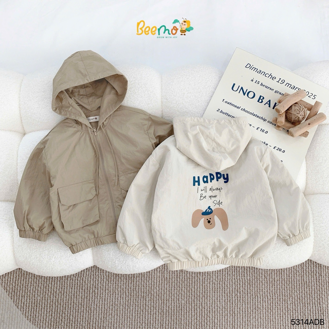Áo khoác gió Beemo in hình sau lưng cho bé size 1-6y