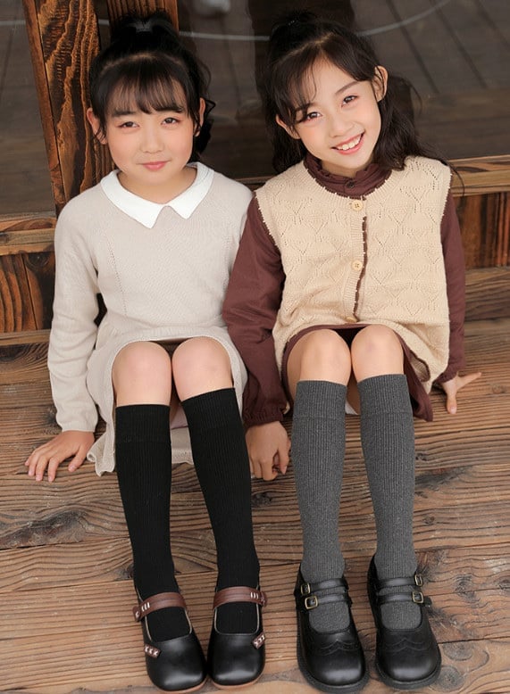 Tất không gót cao tới gối len tăm 4 màu trơn