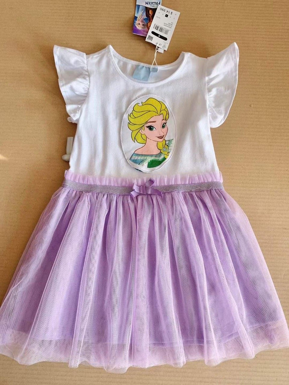 Váy Disney cotton lật hình phối chân voan nhiều màu size 2 - 8y