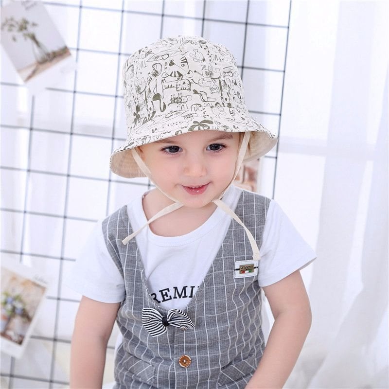 Mũ vải vành Miller BT - màu be hoạ tiết động vật