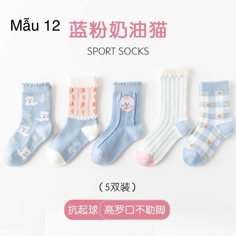 SH2511PK01 - Set 5 đôi tất Minliu Kidsocks dành cho trẻ em, chất liệu cotton+polyester+spandex, NSX Man Luu Textile Company Limited