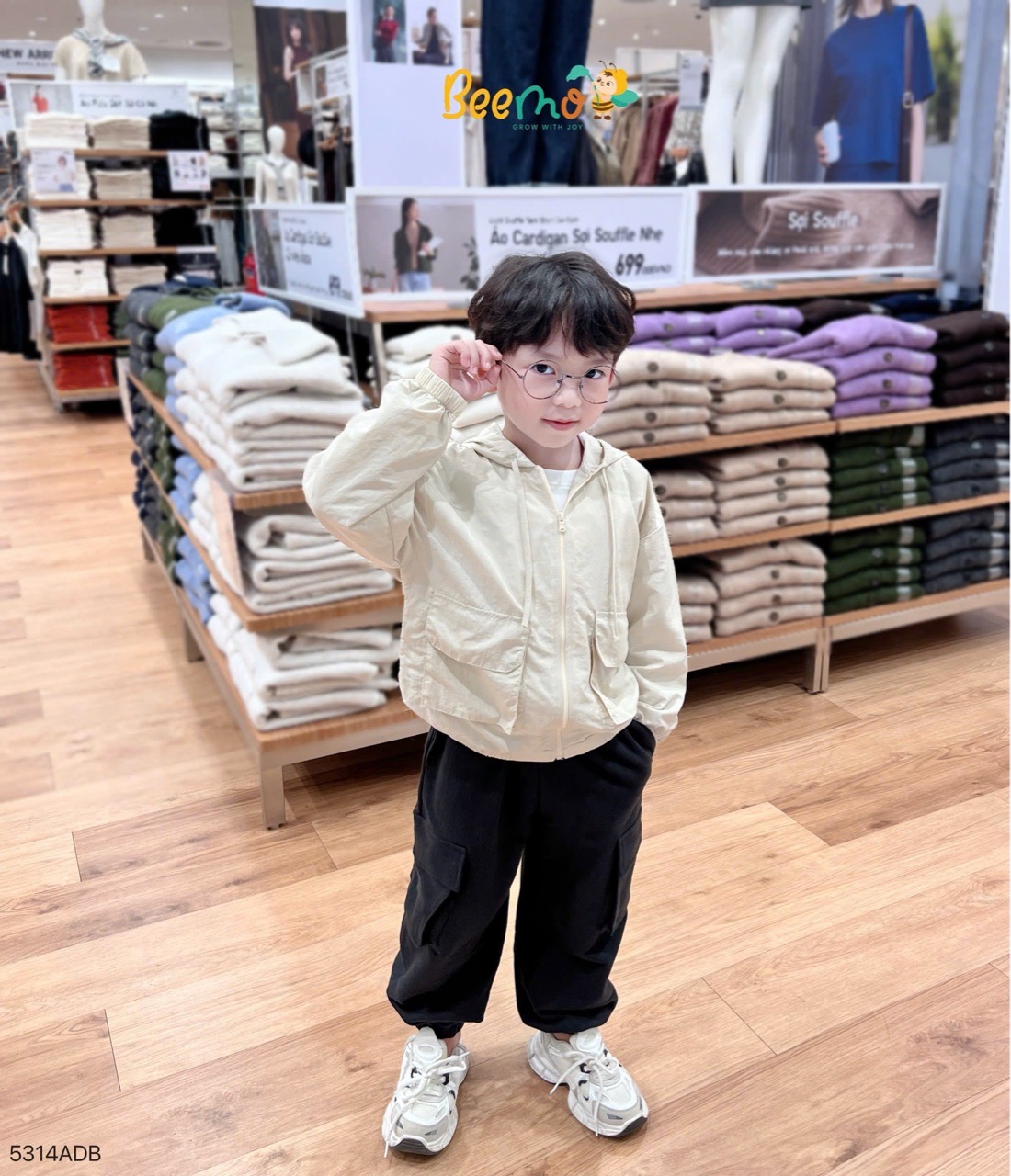 Áo khoác gió Beemo in hình sau lưng cho bé size 1-6y