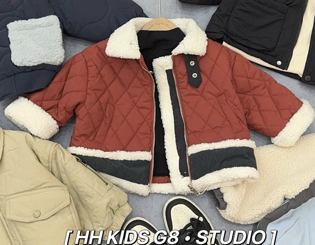 M5707 - Áo khoác phao đỏ chần bông cho bé size 90-130