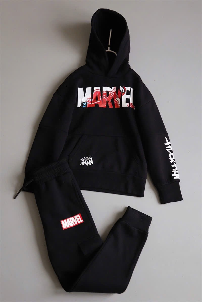 Bộ nỉ Pri.mark màu đen Marvel cho bé size 7-15y