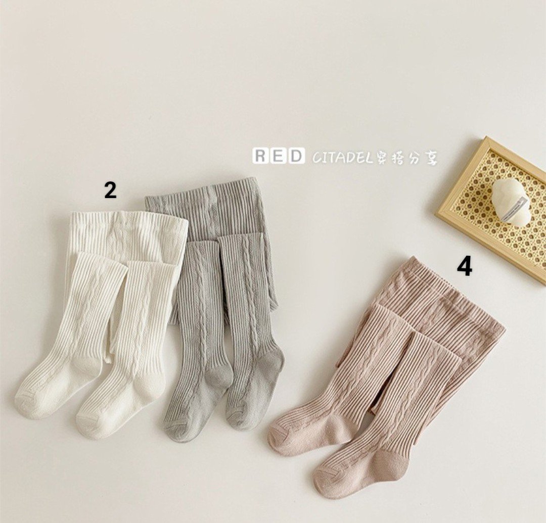 Quần tất trơn 6 màu dệt vặn thừng nhỏ size 3 - 9y