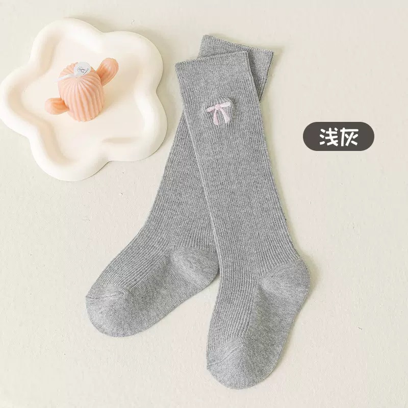 Tất cao cổ thêu nơ nhiều màu cho bé size 3-12y