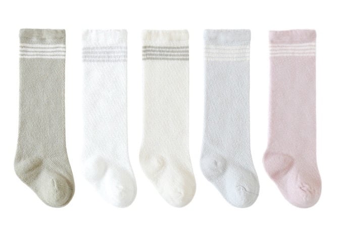 Tất lưới cao tới gối Nemo Baby viền sọc kẻ 5 màu