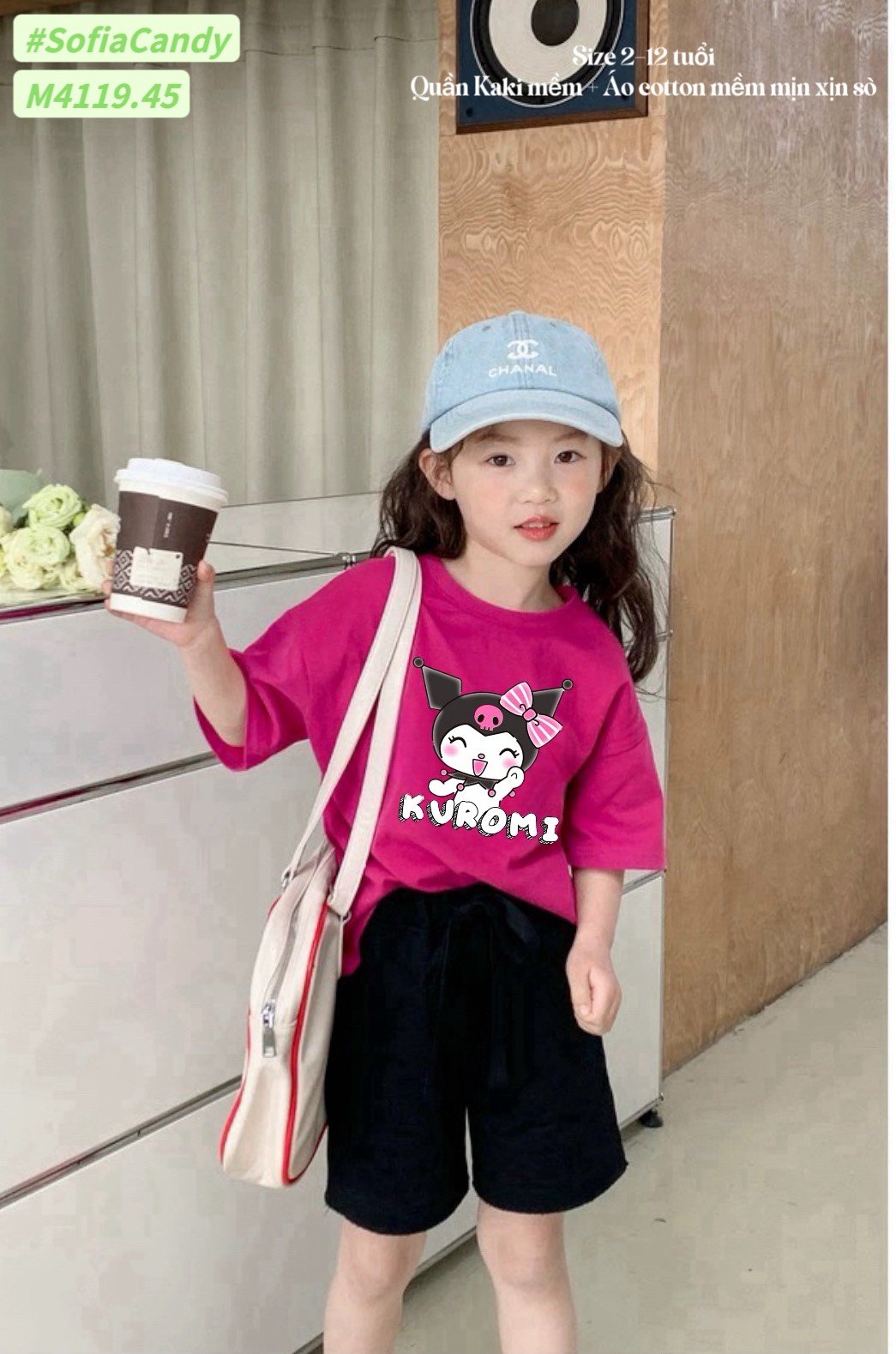 M4119.45 - Set bộ Mia Kids Kuromi hồng phối quần kaki size 2-12y