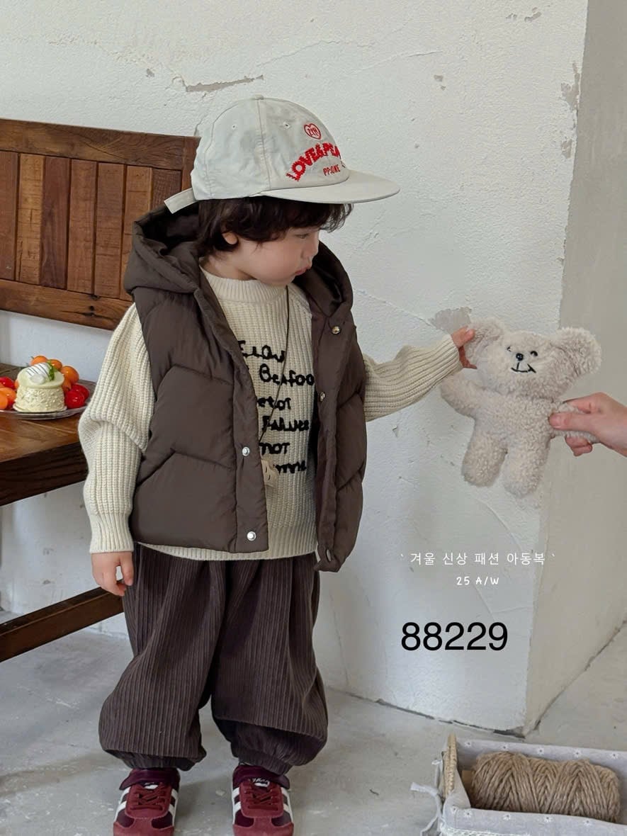 88229 - Set 3ct áo len + quần nhung + gile phao bé trai size 80-120