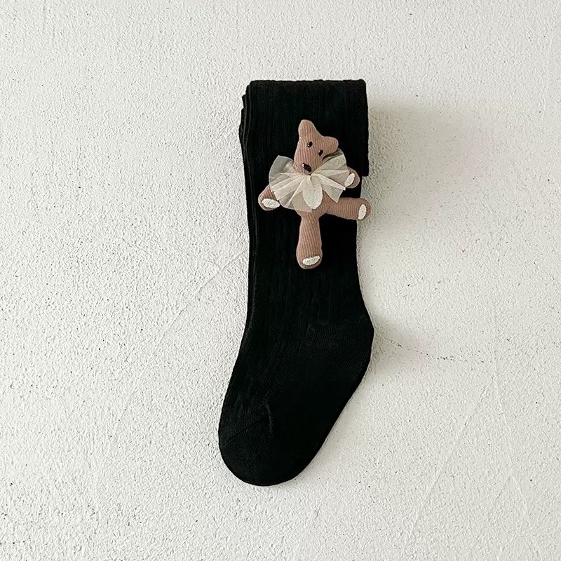 Quần tất len đính gấu 1 bên nhiều màu cho bé size 70-140