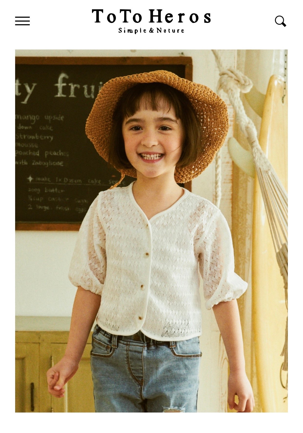 Cardigan ren đục lỗ Toto Heros màu trắng tay lỡ BG 110-150