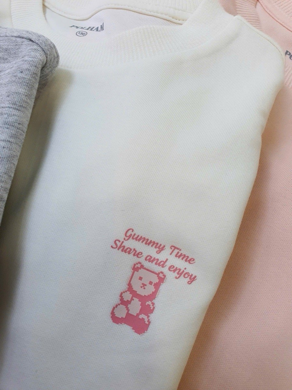 Áo nỉ Polham trơn in logo nhỏ nhiều màu cho bé size 120-170