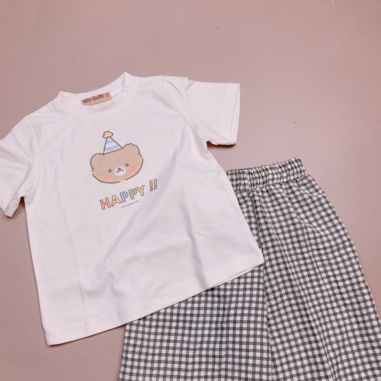 Bộ Hiy - Quin áo cotton hình vịt / gấu + quần kẻ caro nhiều màu size 2-6y