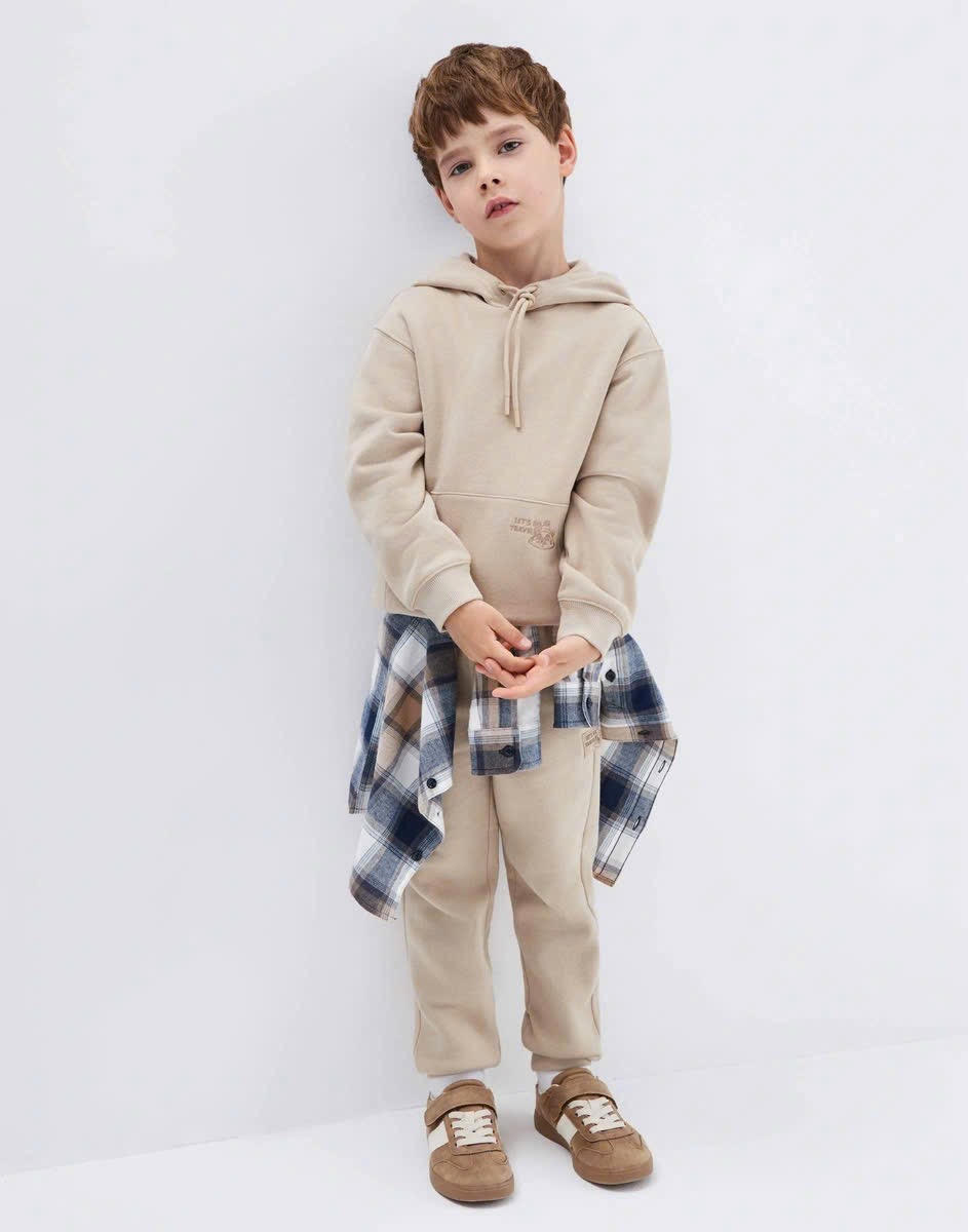 Bộ nỉ bông hoodie GGJJ dư xịn 2 màu be/xanh bé trai size 2-8y