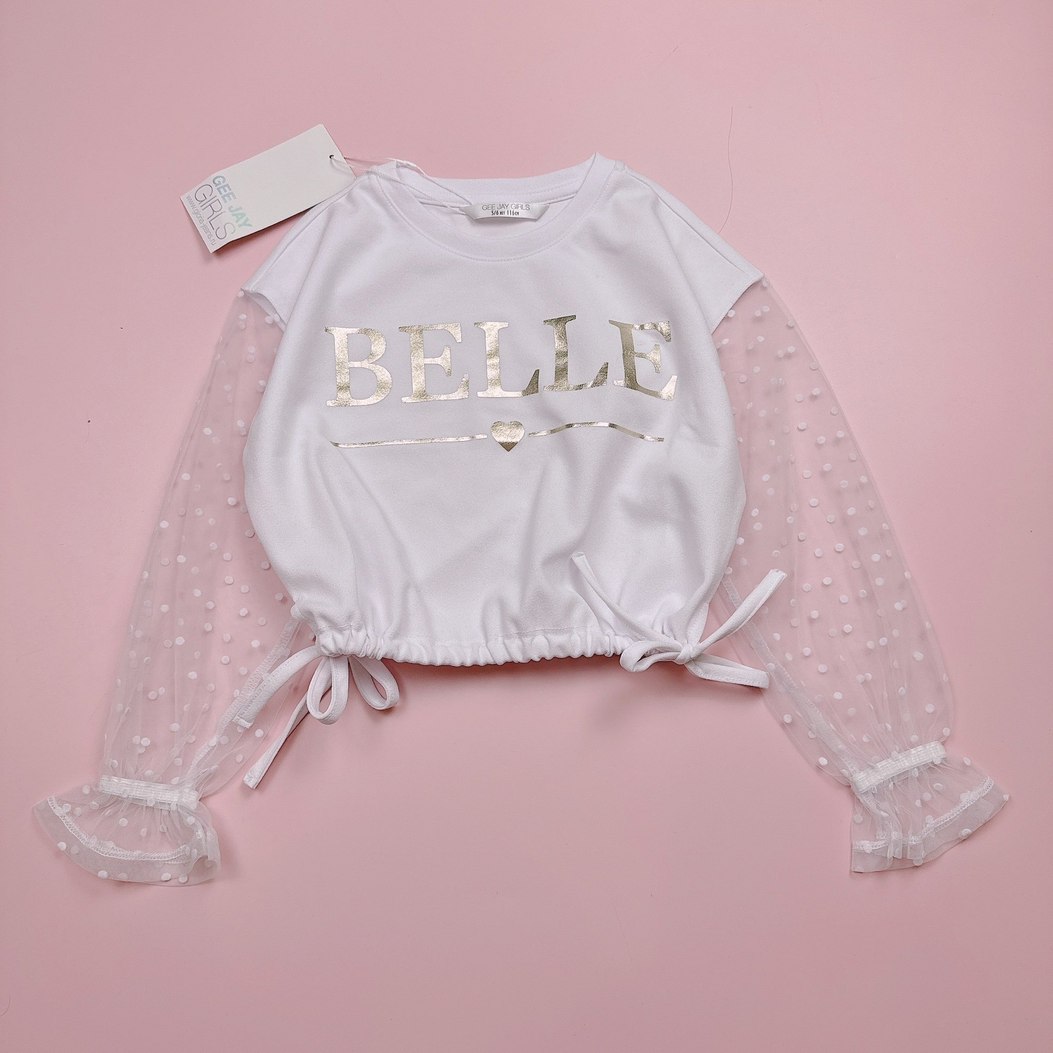 Áo croptop phối tay voan chấm bi 3 màu size 6 - 14y+