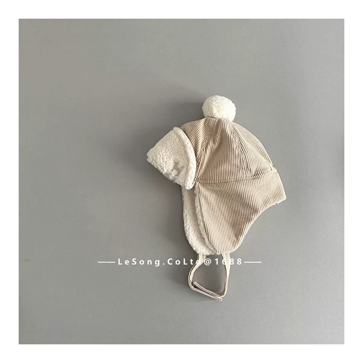 Mũ có tai lót nỉ giữ ấm cho trẻ em chất liệu vải nhung gân kích thước 48-50cm, NSX Yiwu Lesong