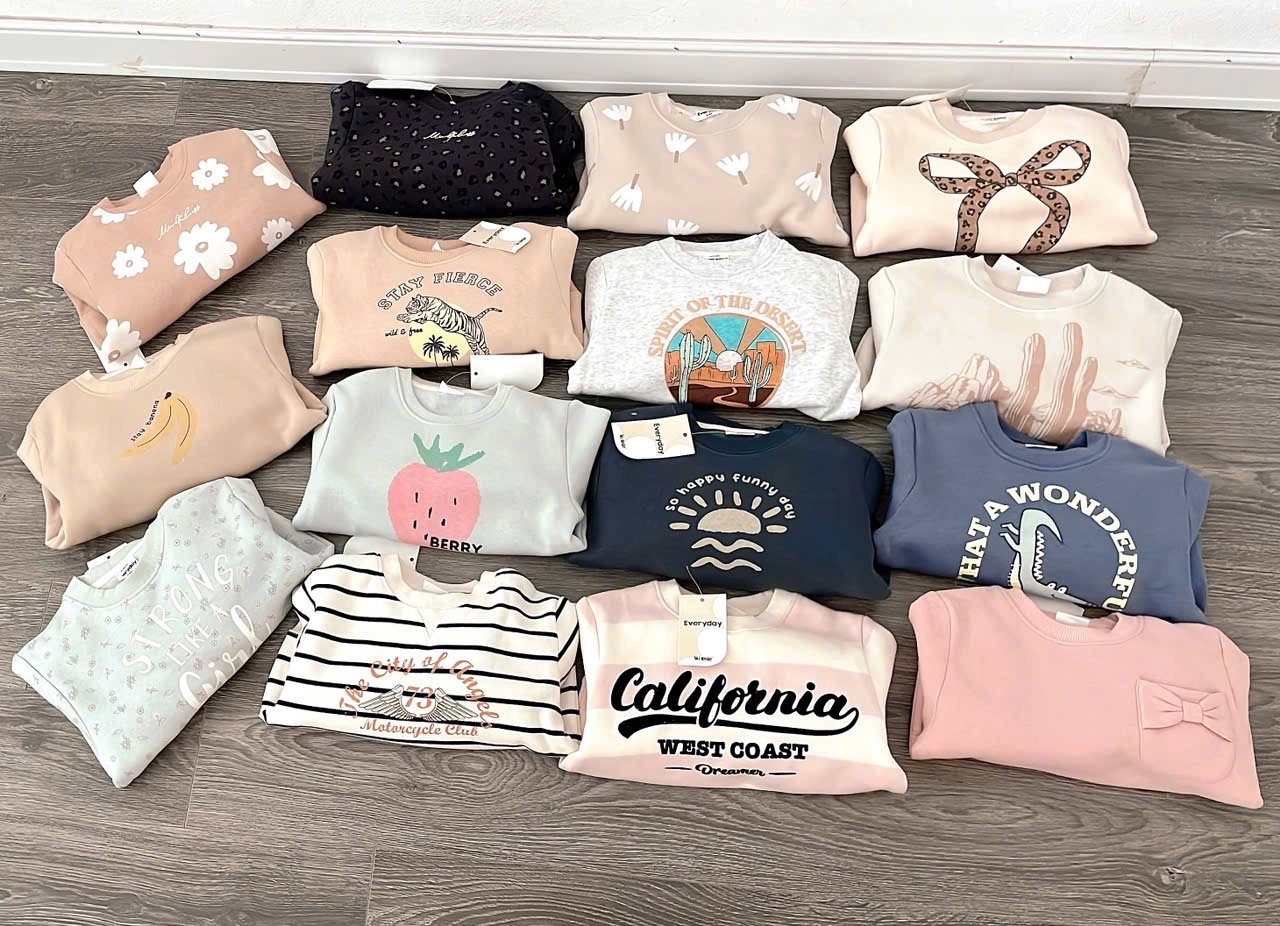 BBG21 - Bộ nỉ bông Minene nhiều màu cho bé size 2-6y