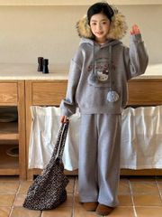 25603 - Bộ nỉ lót nỉ đại hàn QCCC áo hoodie kèm cục bông 3 màu cho bé size 120-160