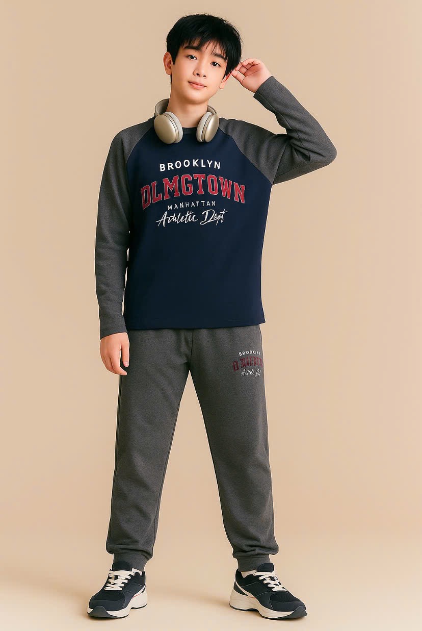 Bộ cotton MBCKids OLMGTOWN tay giác lăng dòng đại nhiều màu cho bé trai size 6-14y